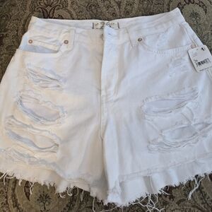 We The Free White Distressed Jean Shorts